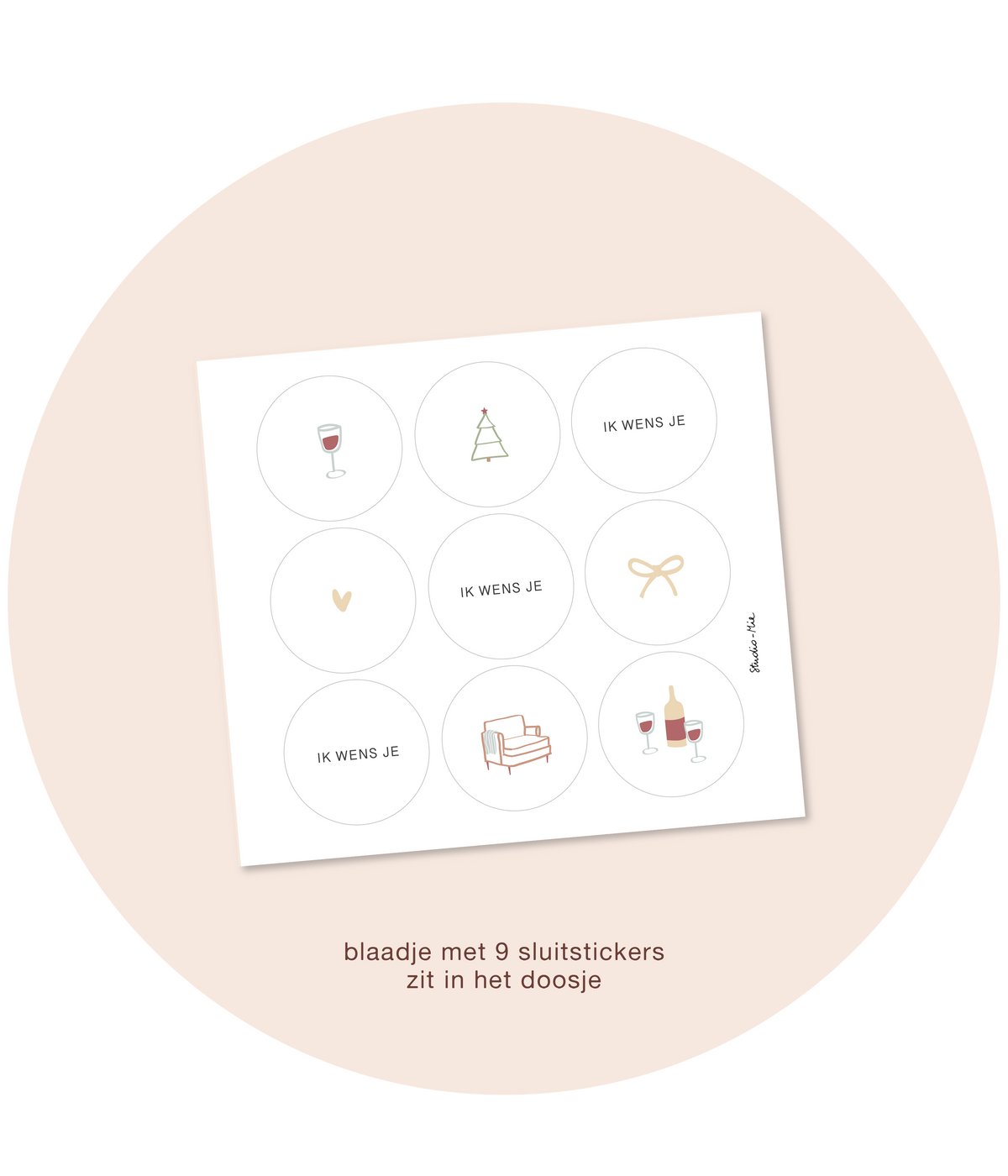Sluitstickers kerstsfeer, minimalistische lijnstijl