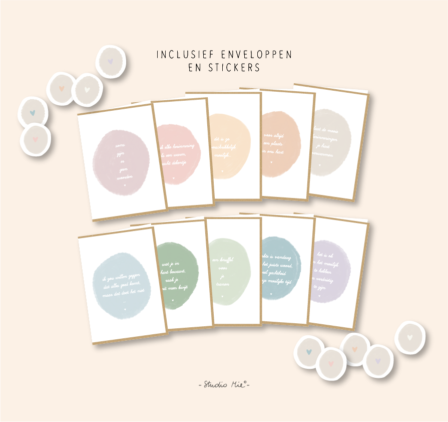 Set van 10 troostkaartjes met stickers