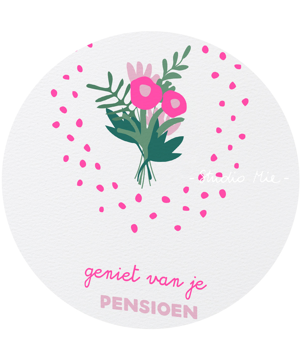 Pensioenkaart ‘Geniet van je pensioen’ met fluo-inkt | Studio Mie