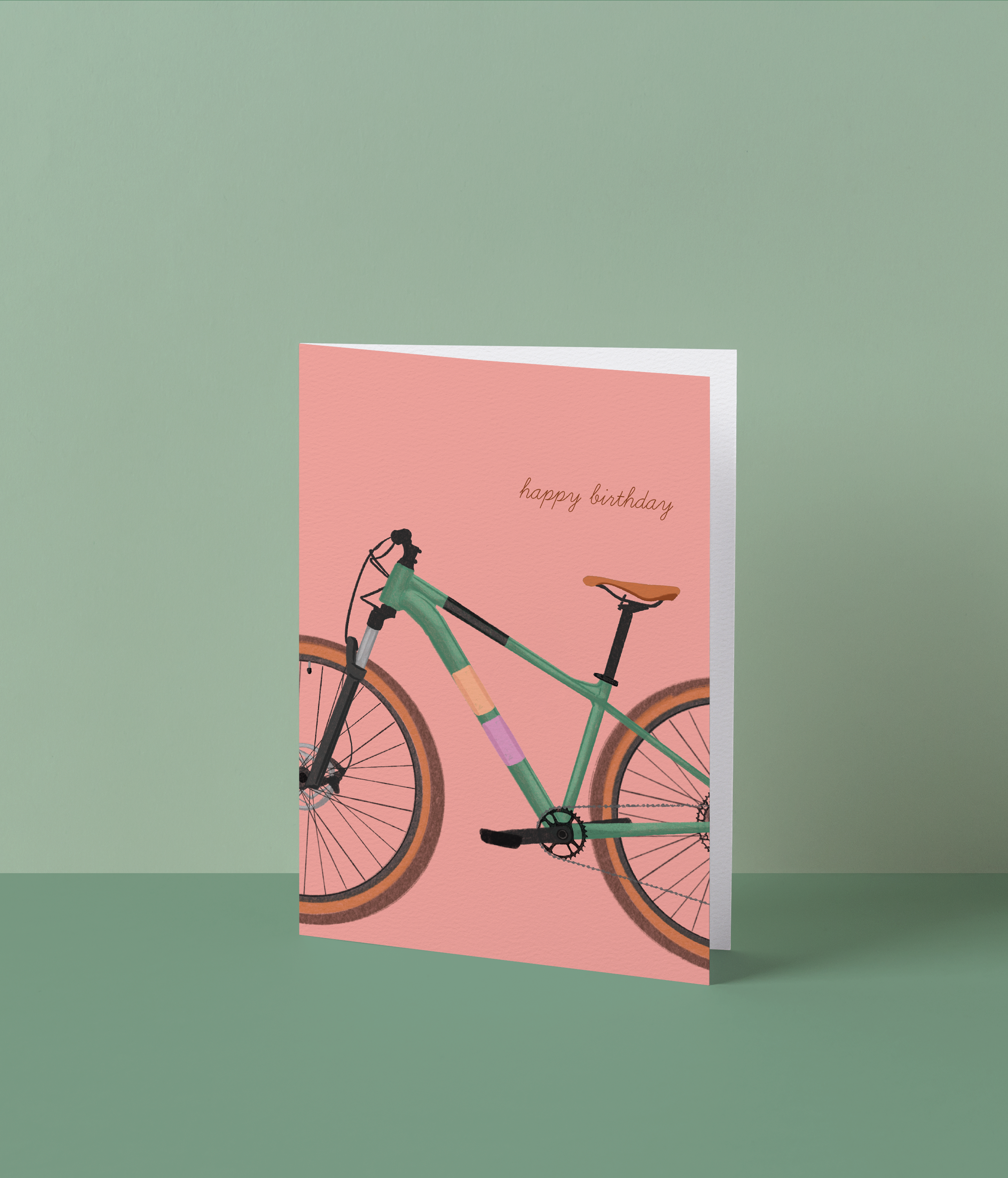 Wenskaart 'Happy birthday' mountainbike