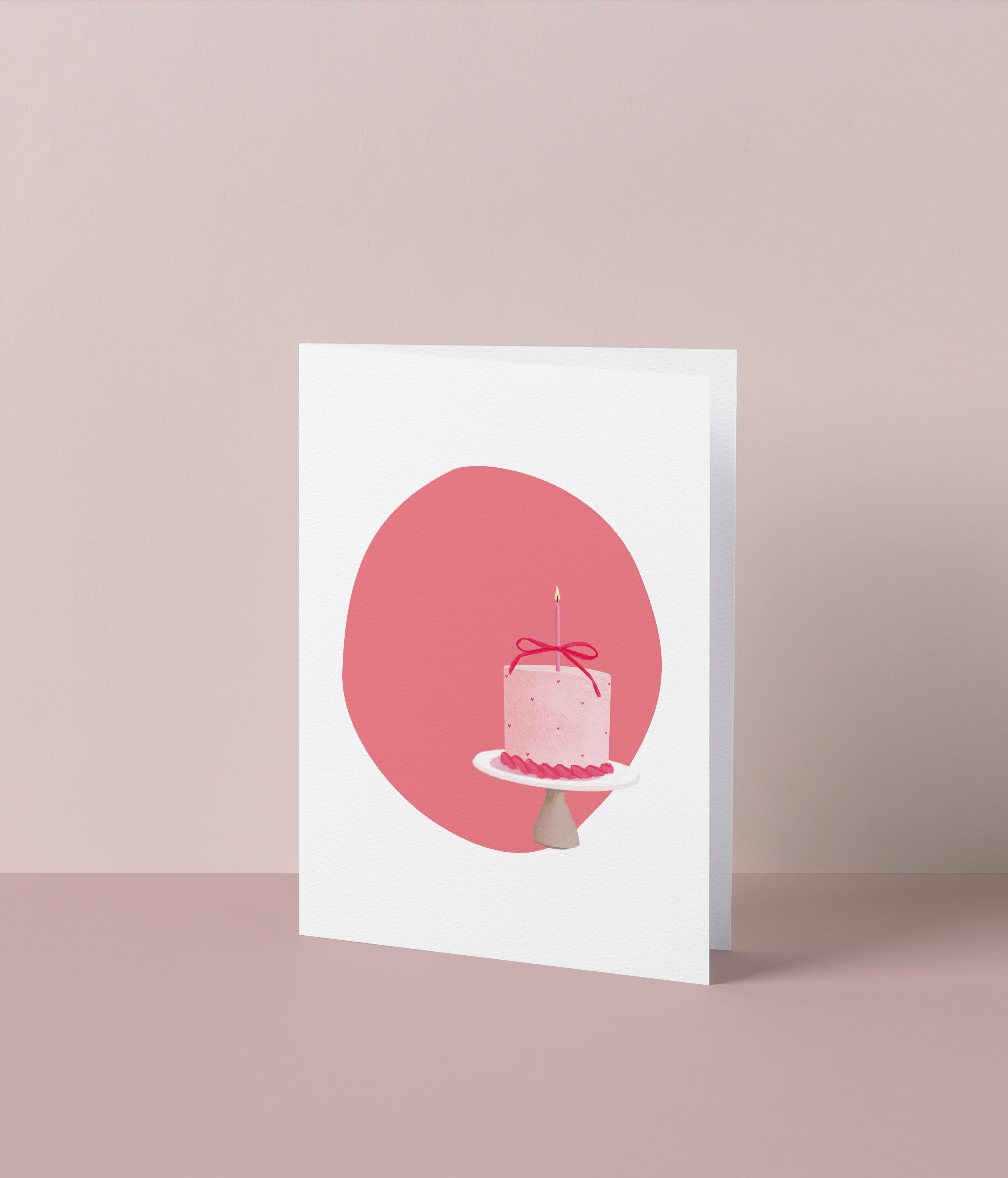 Feestkaart met roze taart