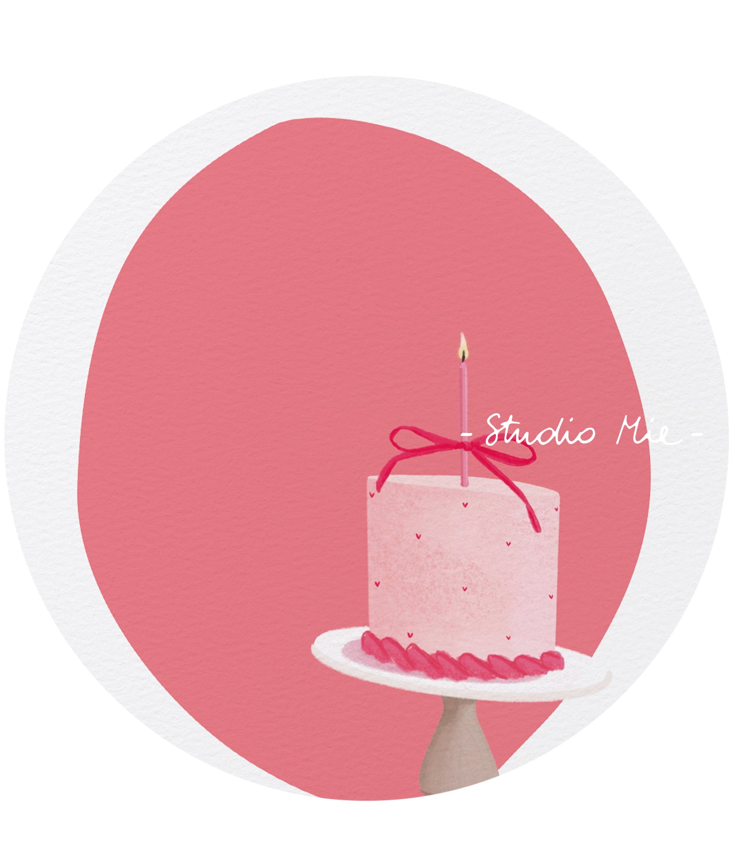 Feestkaart met roze taart