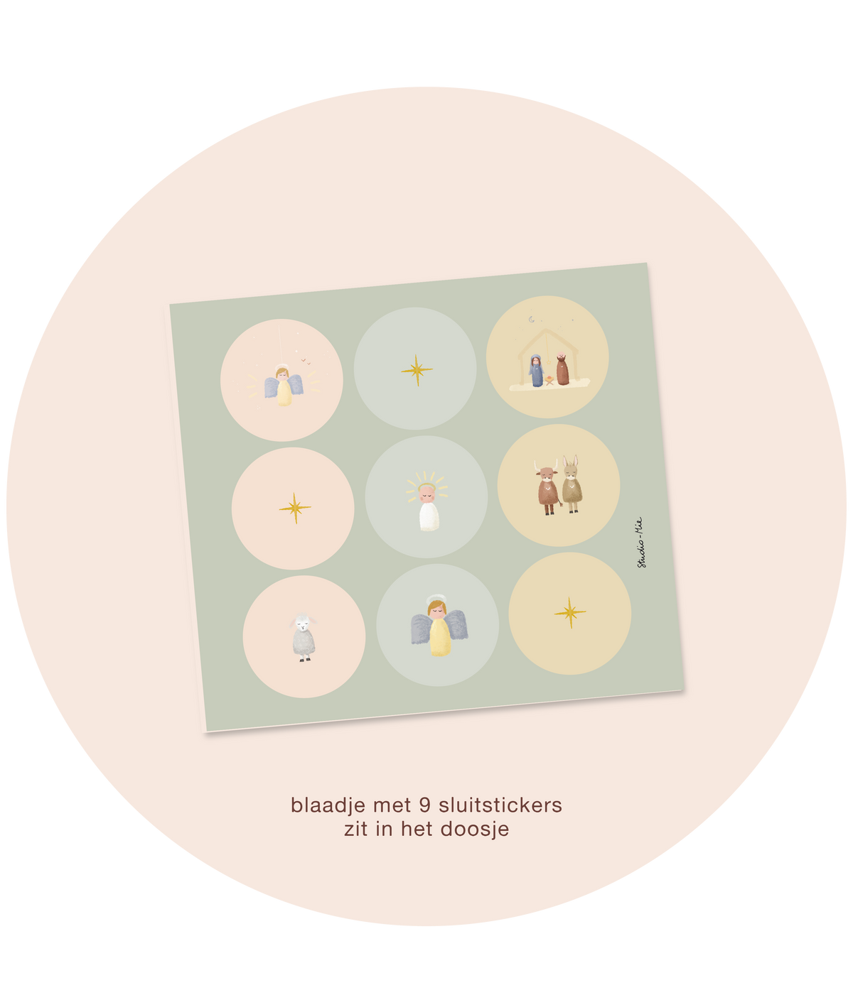 Kerststickers met ster en kerststal