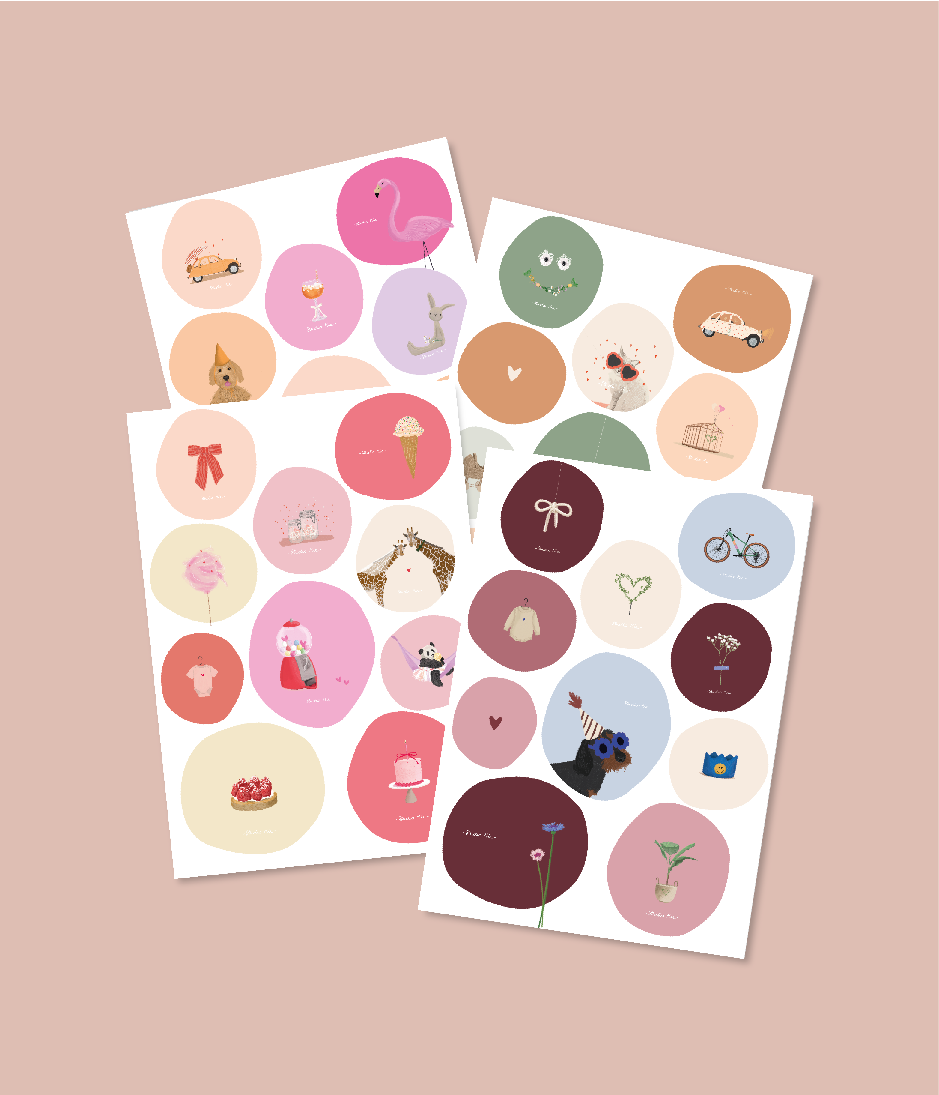 Stickers - set 4 vellen ( 40 stickers )