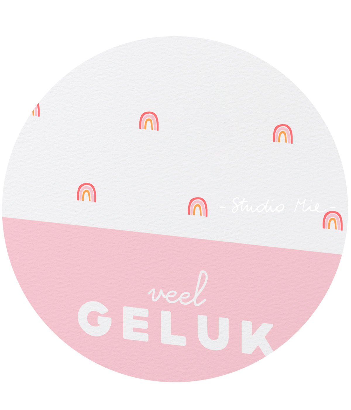 Wenskaart ‘Veel geluk’ met regenboogjes en fluo-inkt | Studio Mie