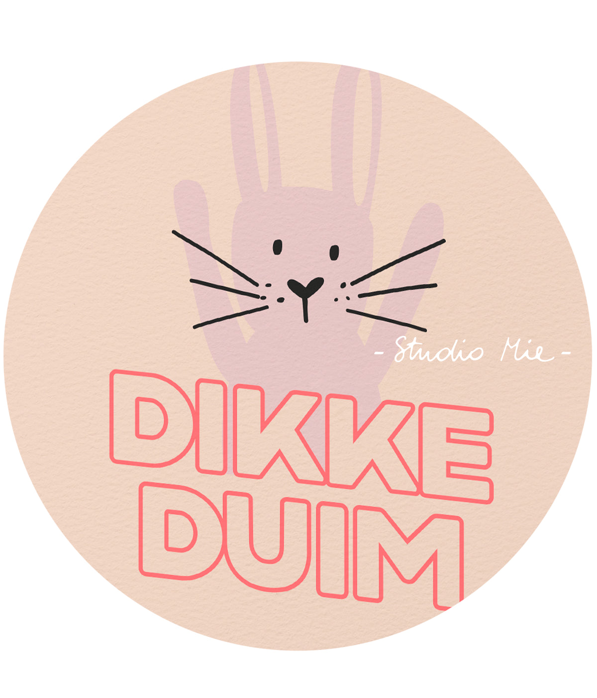 Wenskaart ‘Dikke duim’ met konijntje en fluo-inkt | Studio Mie