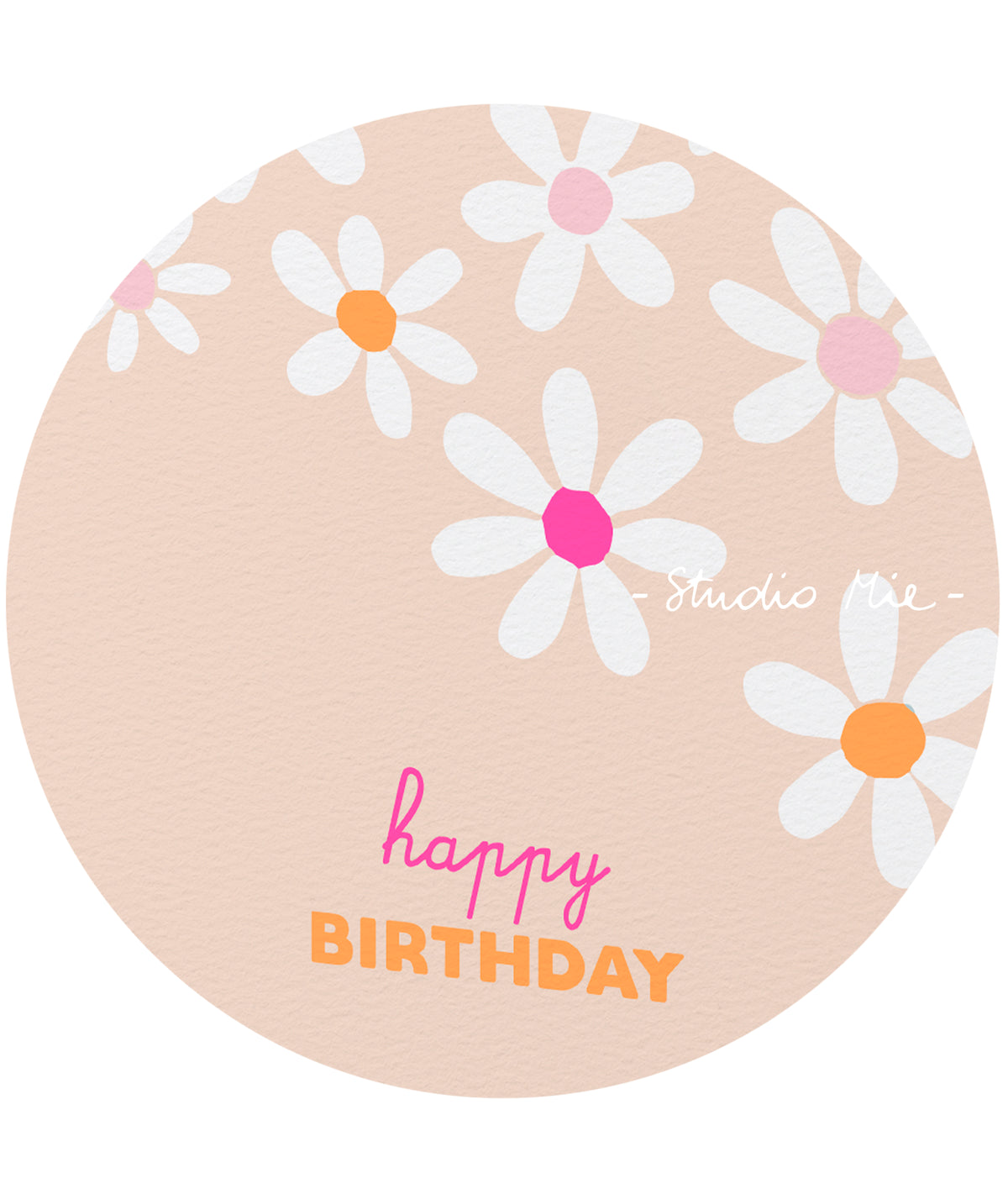 Verjaardagskaart ‘Happy birthday madelief’ met fluo-inkt | Studio Mie