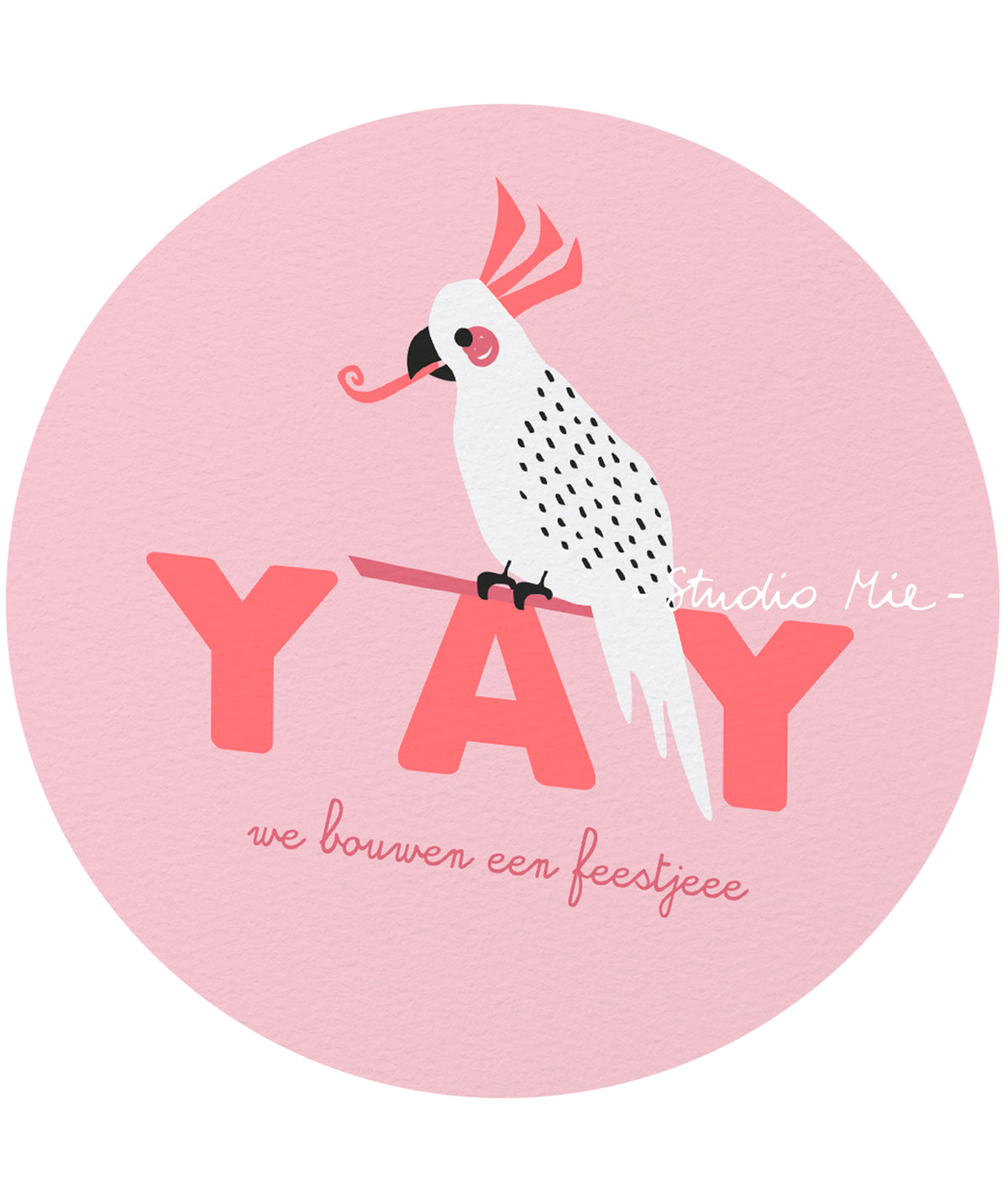 Verjaardagskaart ‘Yay, we bouwen een feestje’ met fluo-inkt | Studio Mie