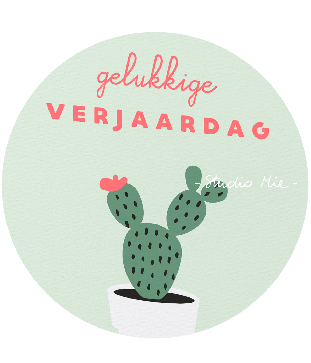 Verjaardagskaart ‘Gelukkige verjaardag’ met cactus en fluo-inkt | Studio Mie