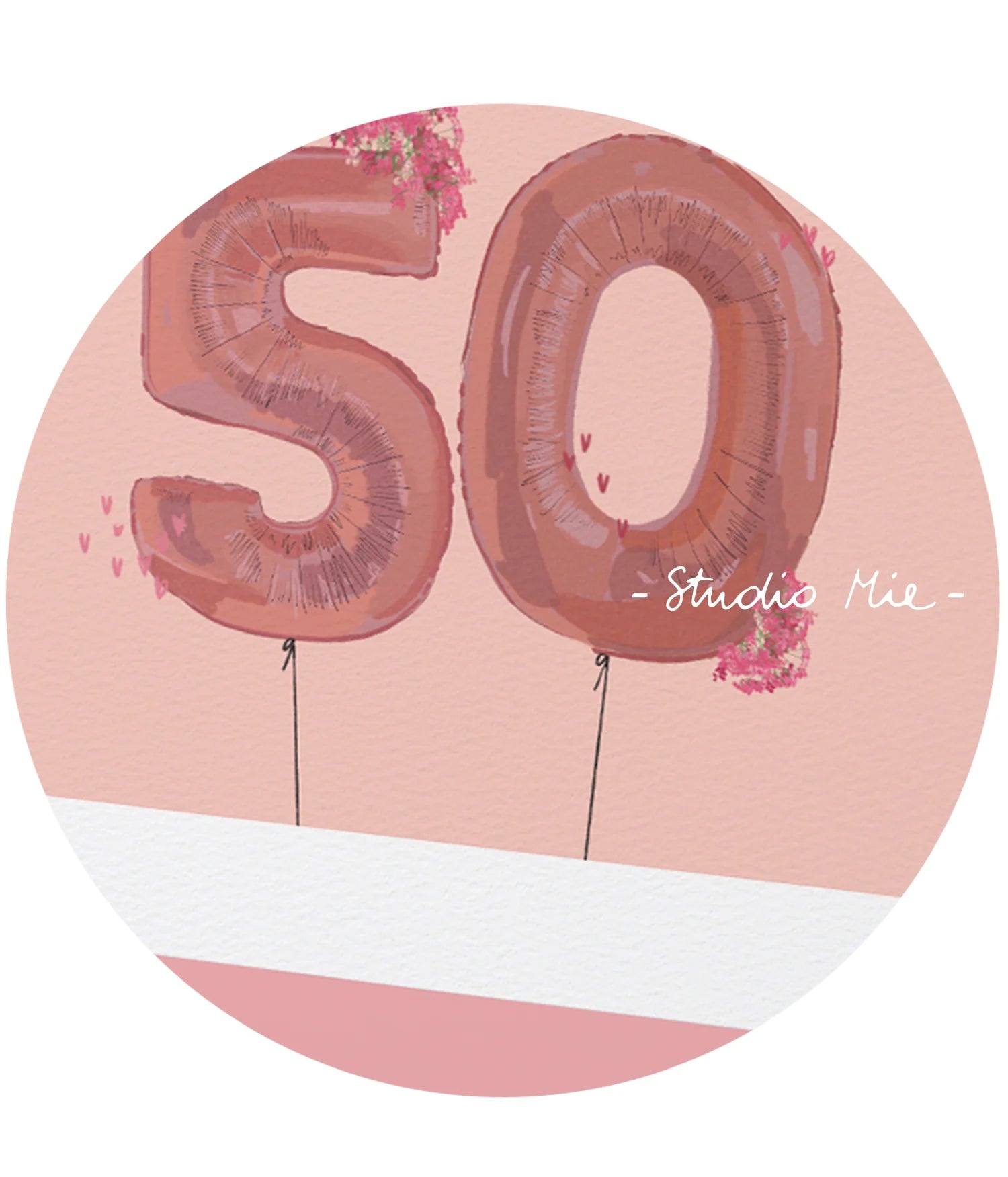 Cijferkaart - 50 - roze