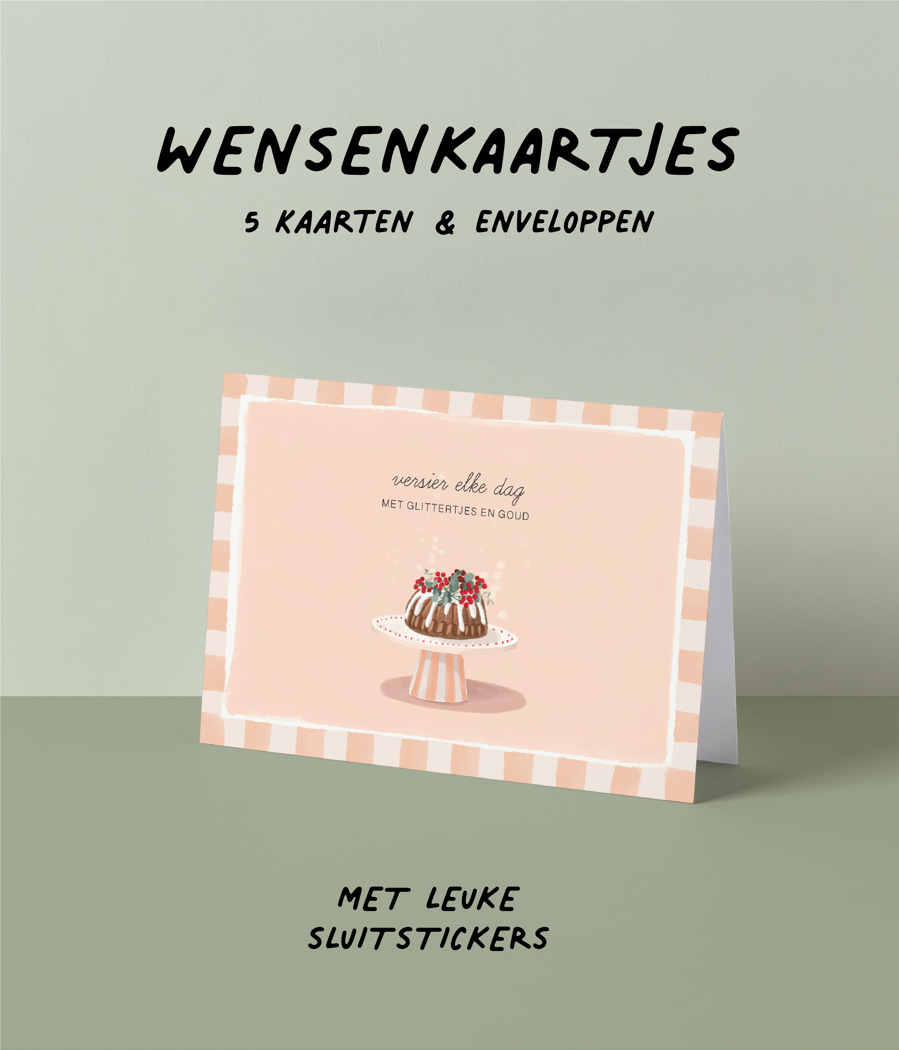 5 wensenkaartjes - Versier elke dag met glittertjes en goud