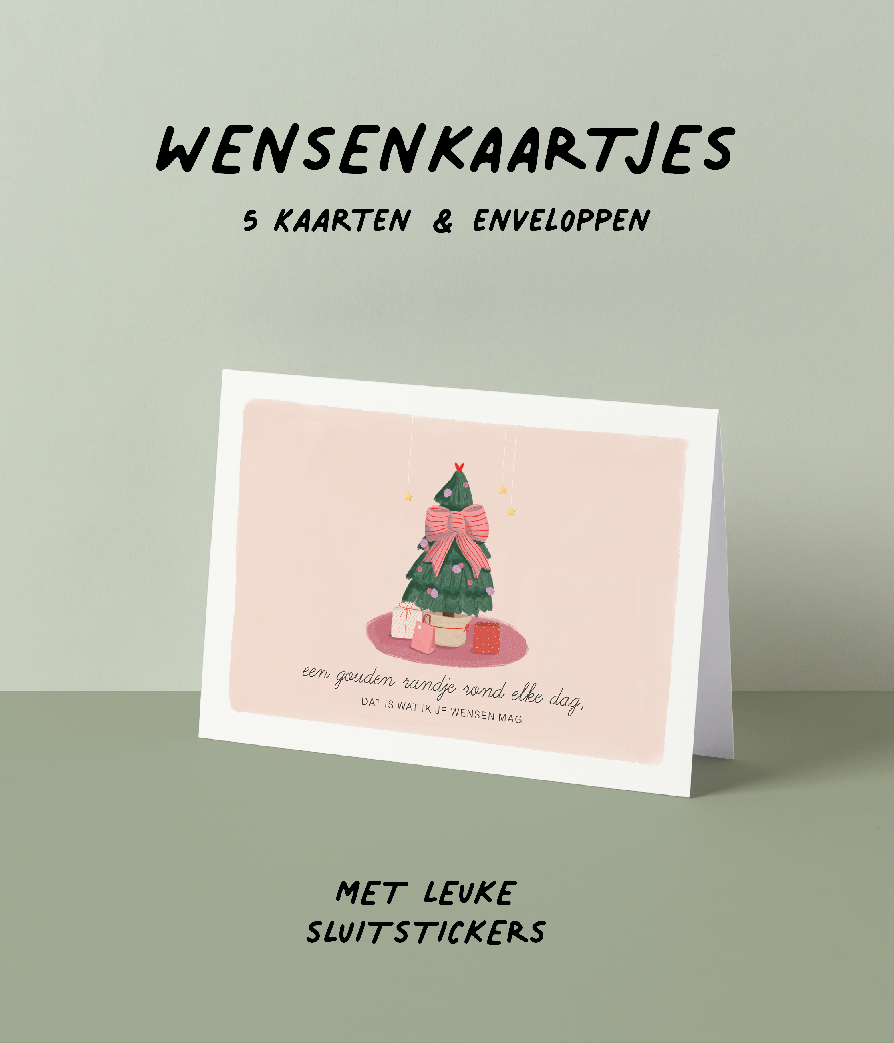 5 wensenkaartjes - Een gouden randje rond elke dag