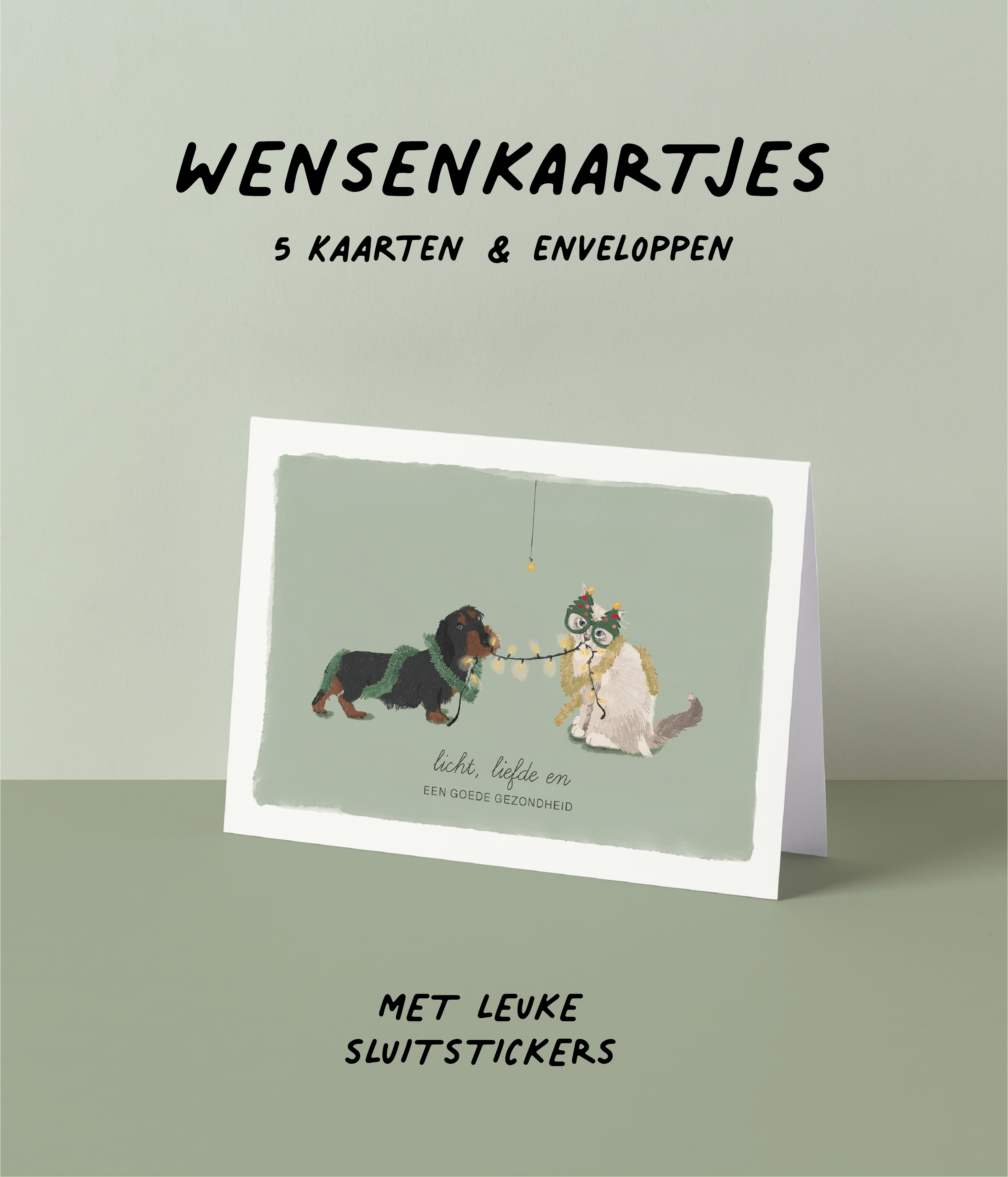 5 wensenkaartjes - Licht, liefde & een goede gezondheid